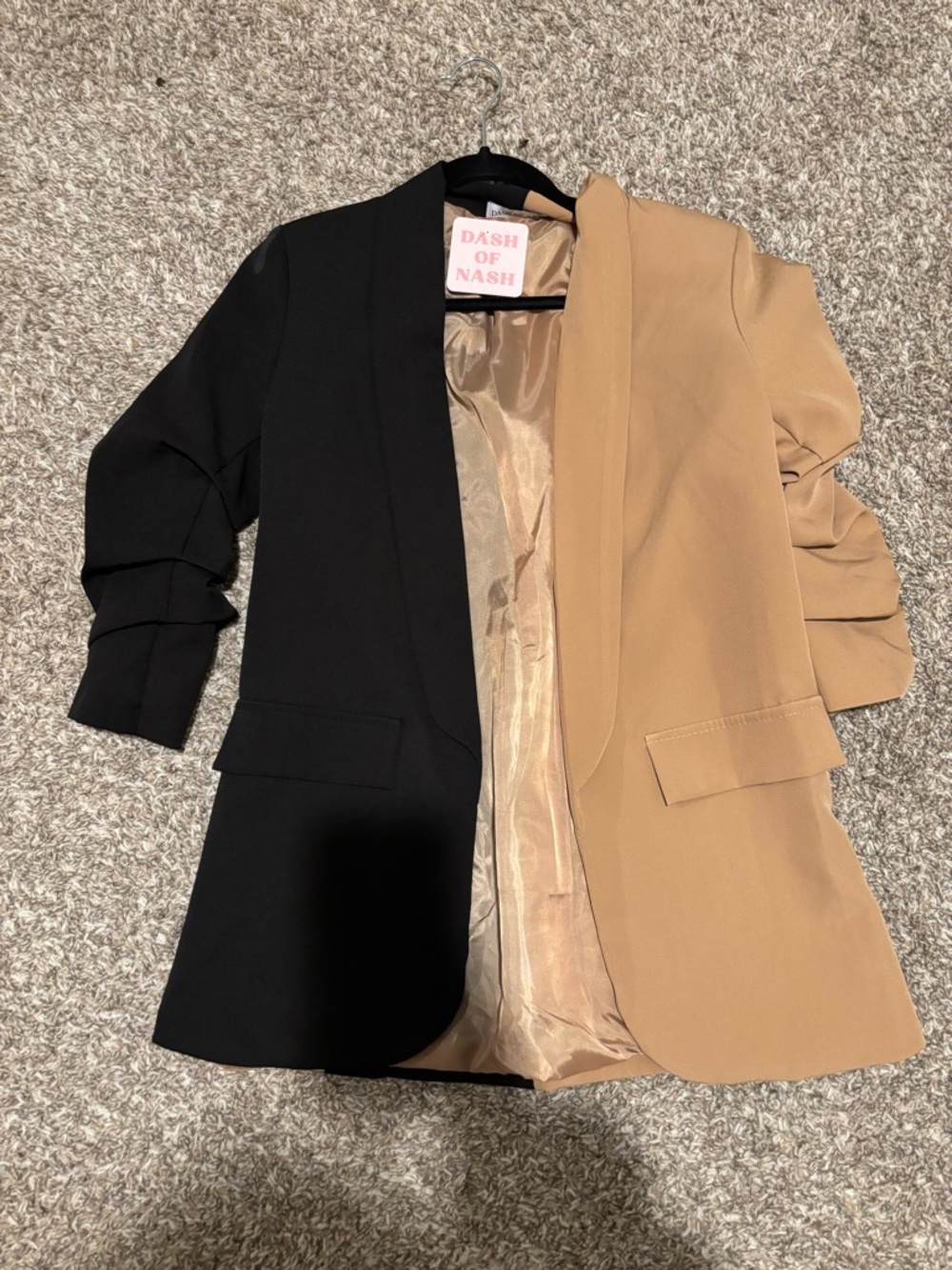 Two-Tone Black & Camel Blazer Jacket